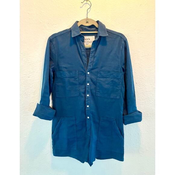 Frank & Eileen Ireland Playsuit Romper Blue Cotton Linen XS - Picture 5 of 6